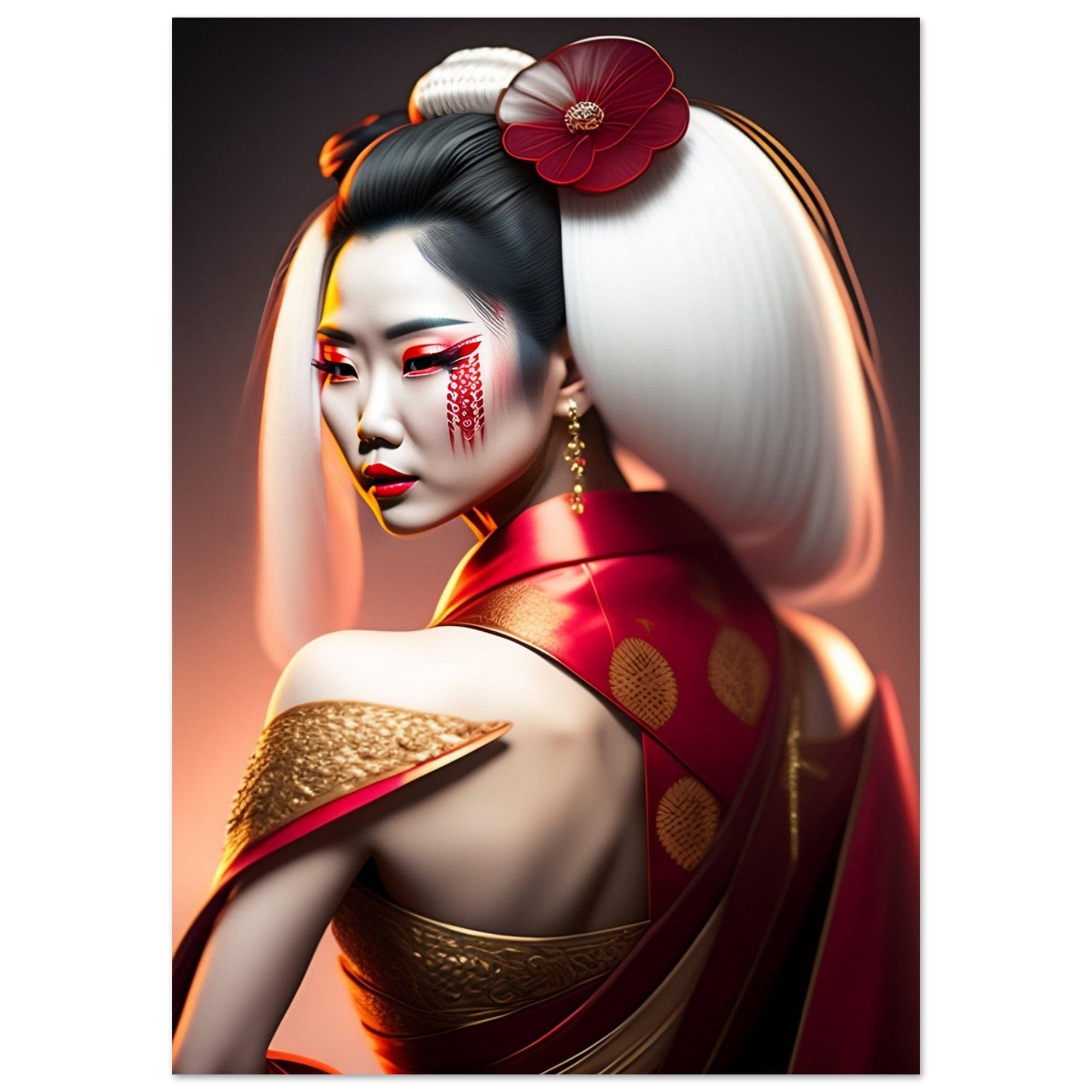 Poster Geisha Japon Long Cheveux Canvanation