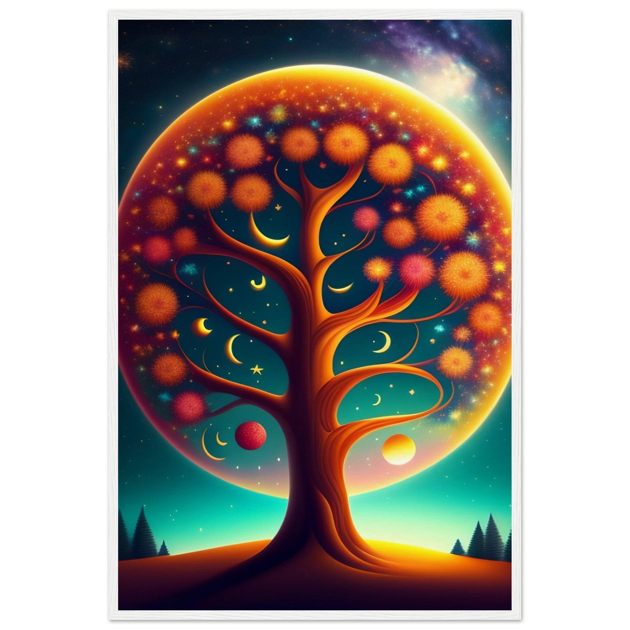 Canvanation Print Material 60x90 cm / 24x36″ / Blanc Tableau Arbre De Vie Épanouissement Citadin