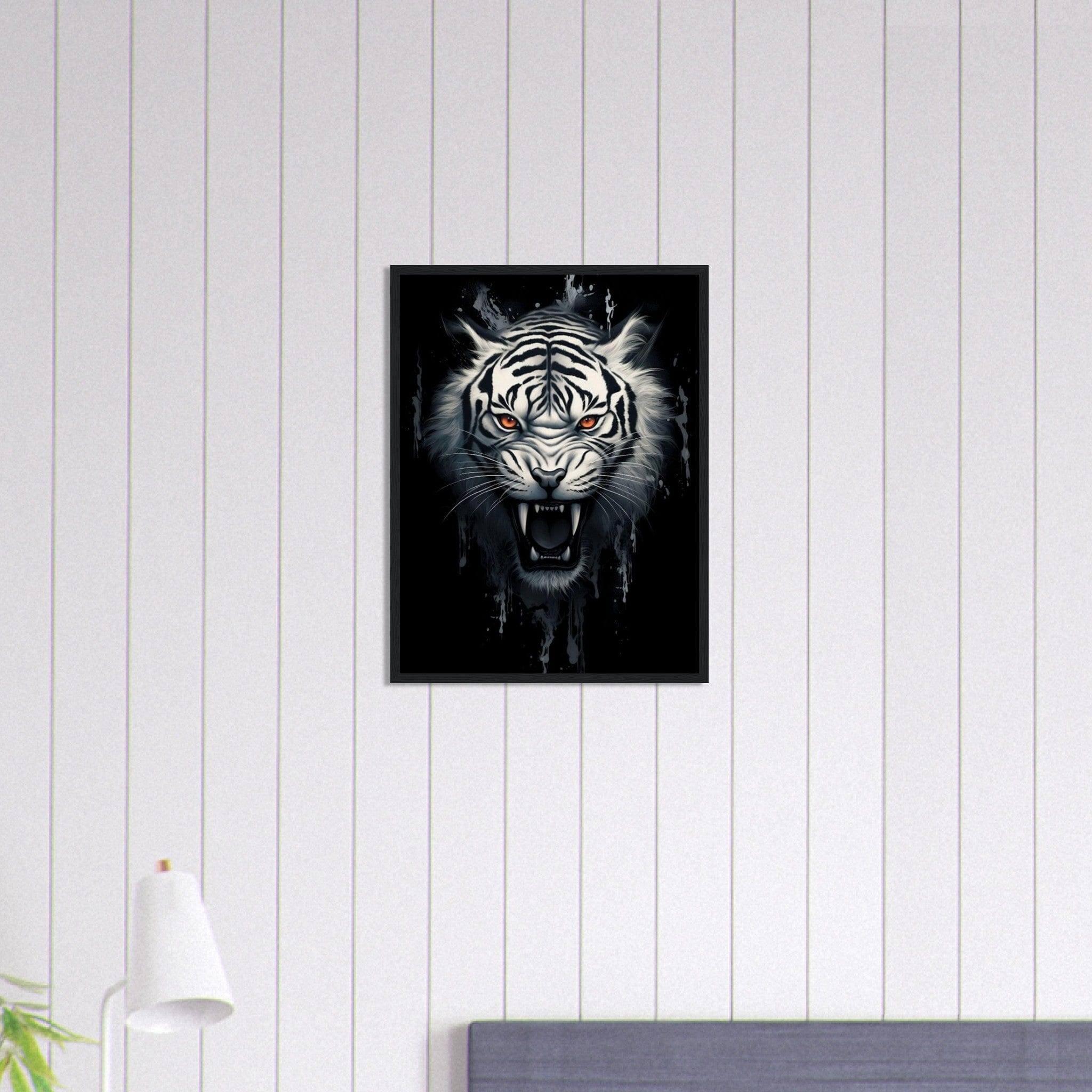 Canvanation Print Material 45x60 cm / 18x24″ Tableau Tigre Blanc qui Rugit