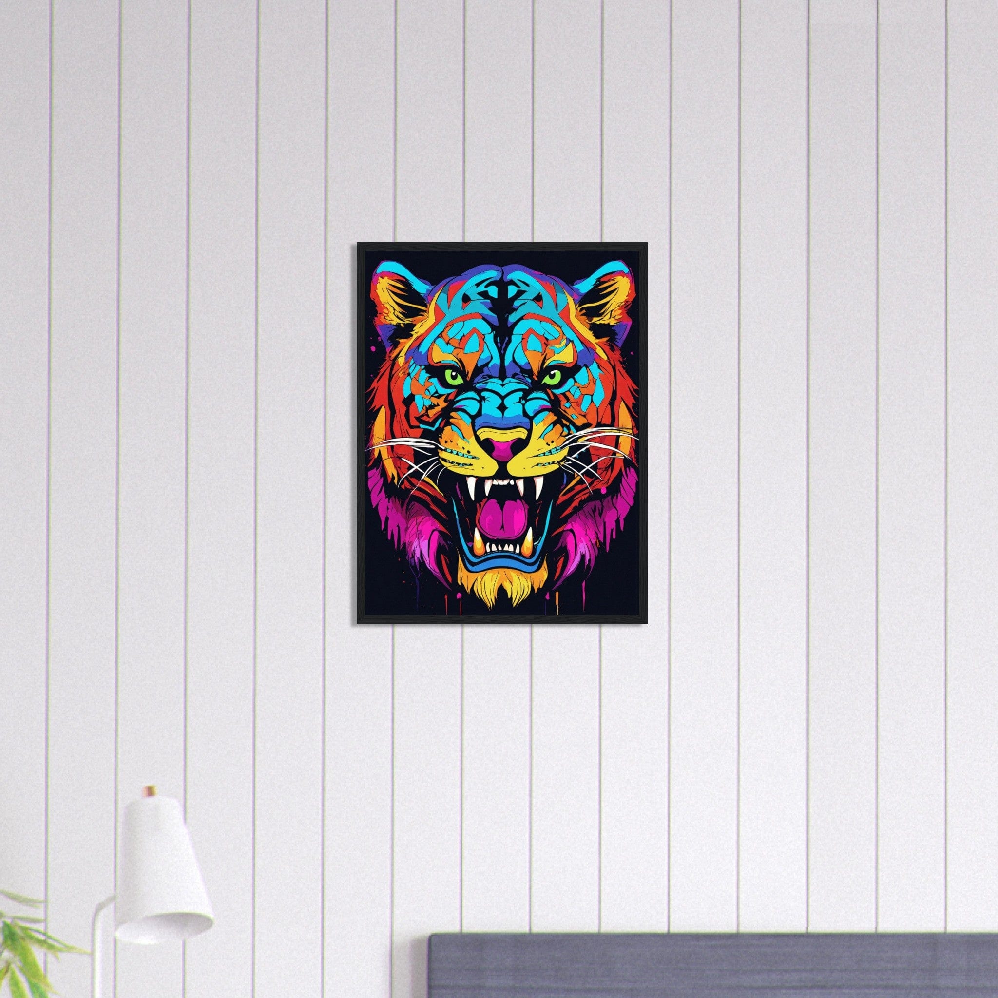 Canvanation Print Material 45x60 cm / 18x24″ Tableau Tigre Rugissement Chromatique