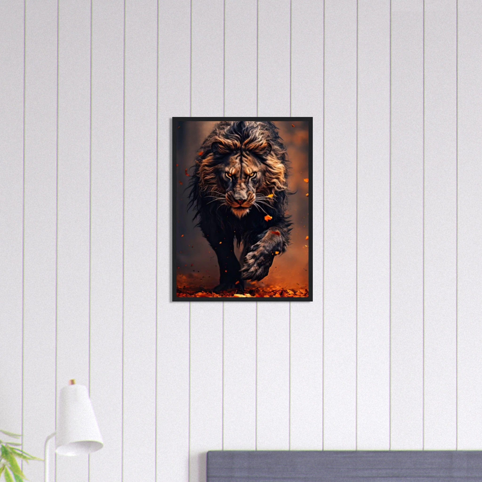 Canvanation Print Material 45x60 cm / 18x24″ Tableau Lion Feu Orange