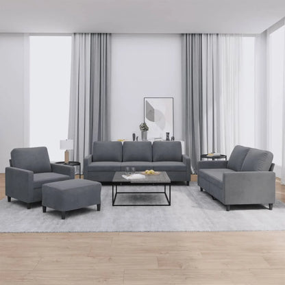 Ensemble de Canapés 4 Pièces avec Poufs et Coussins Velours Gris Foncé pour Salon Élégant