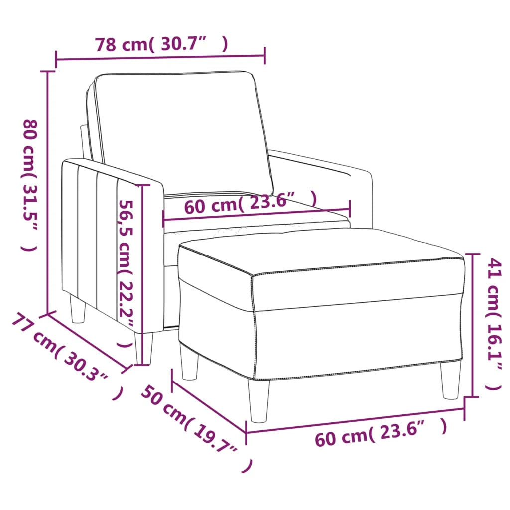 Fauteuil Gris Foncé avec Repose-Pied 60 cm en Velours – Confort et Élégance