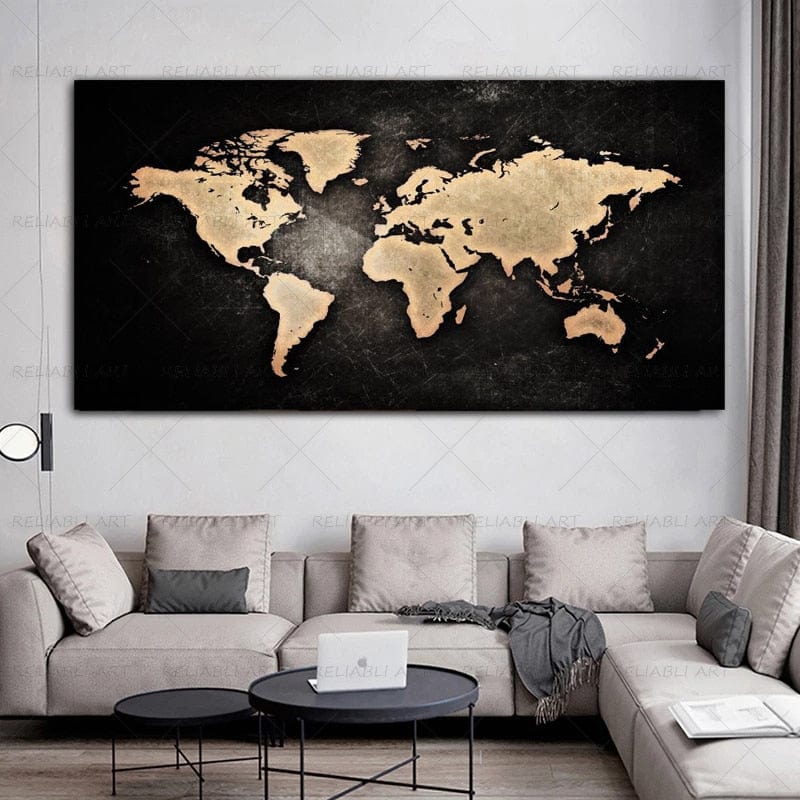 Canvanation 40x80cm / W 0221 map 5 Carte Du Monde En Toile