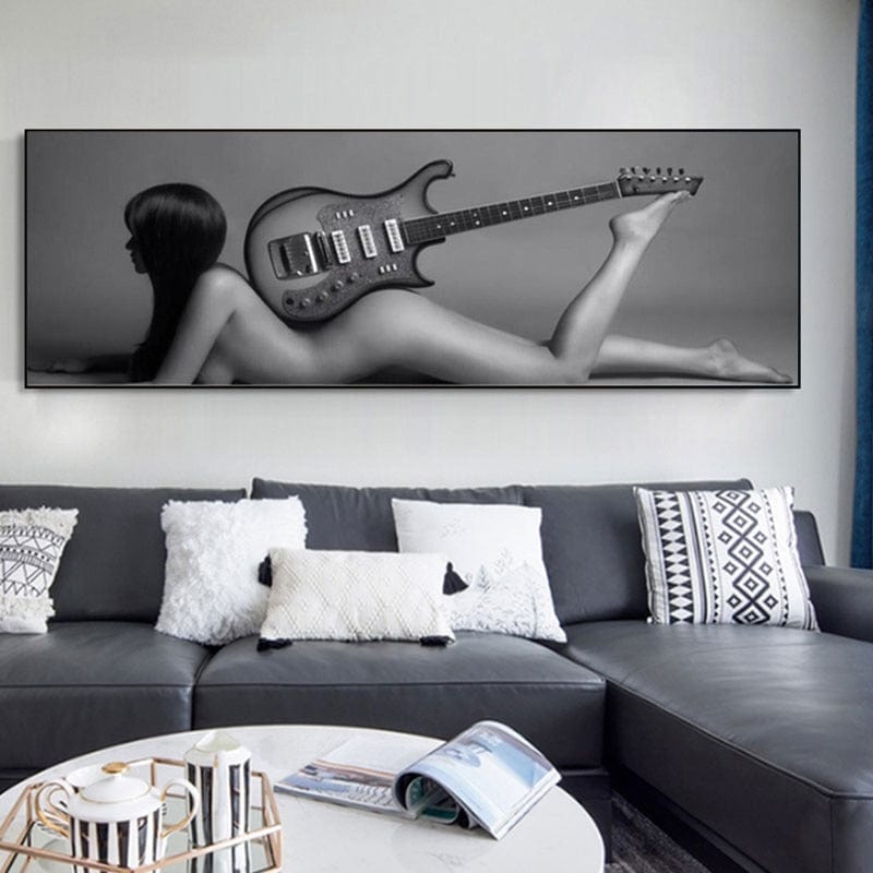 Tableau Femme Sensuelle Guitare - Canvanation