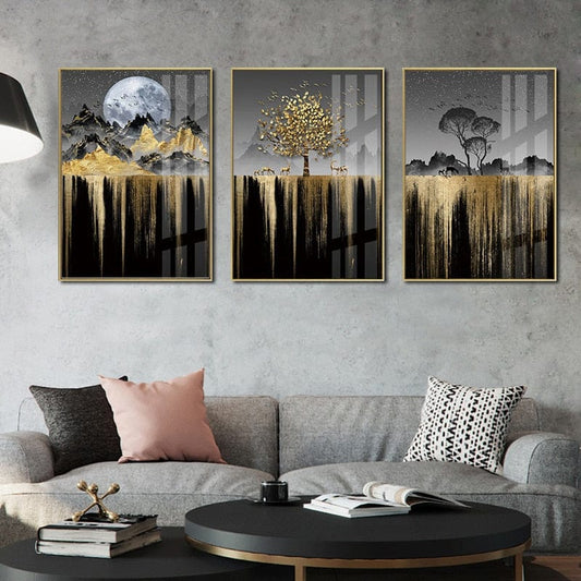 Canvanation Peinture Arbre Abstrait Nuit