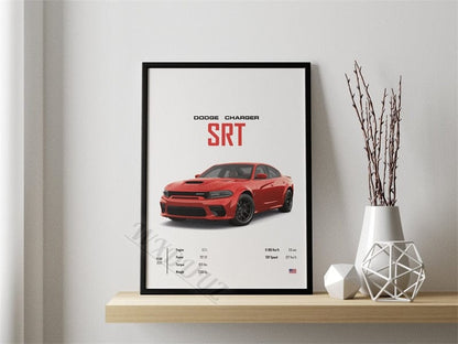 Affiche Voiture SRT Rouge Canvanation