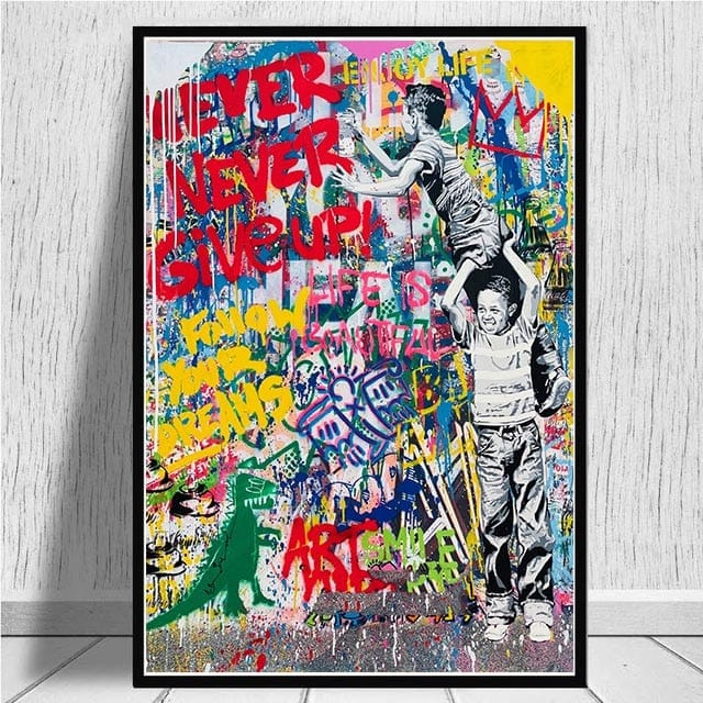 Canvanation 60x90cm Affiche Street Art Never Give Up