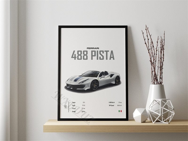 Affiche Voiture 488 Pista Canvanation