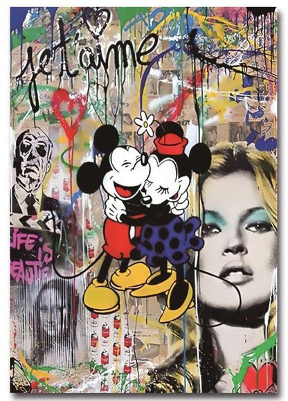 Tableau Mickey Et Minnie Street Art - Canvanation