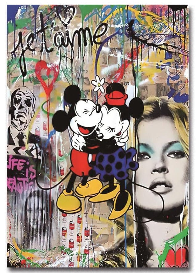 Tableau Mickey Et Minnie Street Art - Canvanation