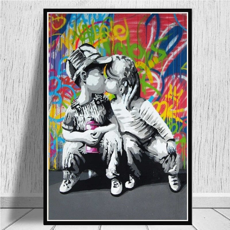 Tableau Street Art Deux Enfants