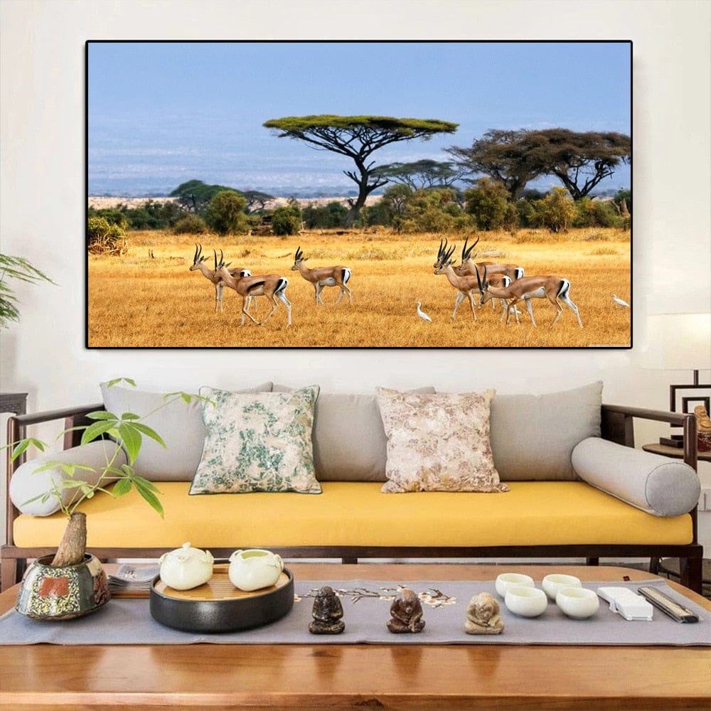 Tableau Avec Arbre Savane En Afrique Canvanation