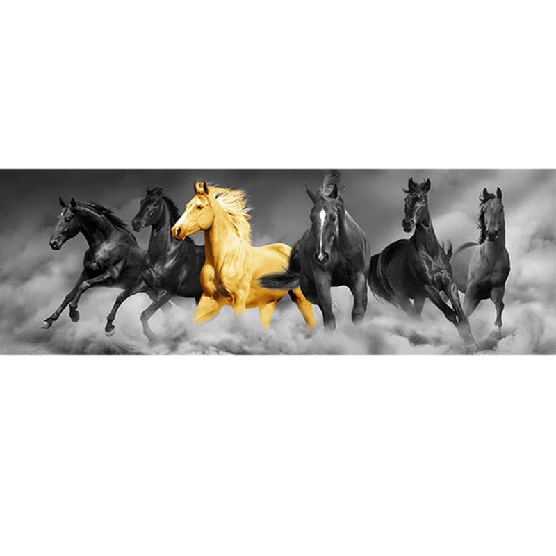 Canvanation 60x90 cm / 24x36″ Affiche De Chevaux Or et Noir