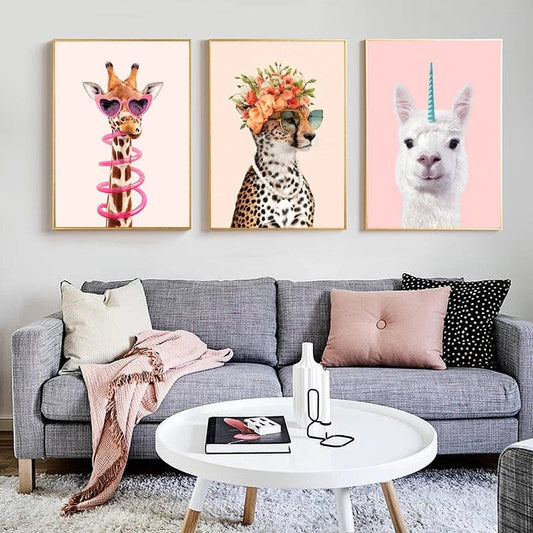 Canvanation Affiche Girafe Multicolore