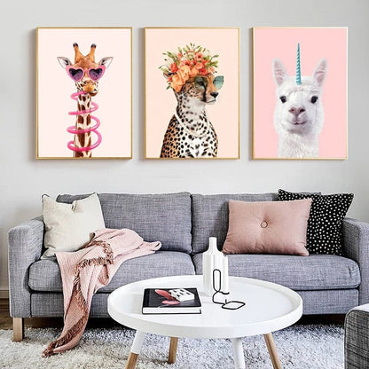 Canvanation Affiche Girafe Multicolore